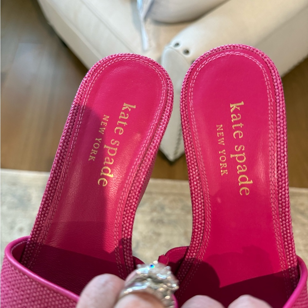 kate spade Fuchsia Textured Block Heel Slide Sandals - Picture 6 of 6